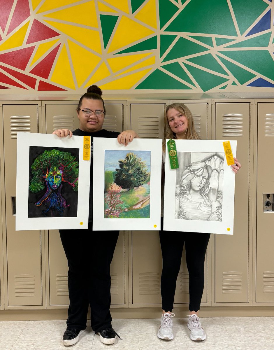 R7principal's tweet photo. Congratulations to Seniors Addy Brunts and Camiah Manuel on their winning artworks at the Twin City Optimist Club Art Contest! They received a Judge's Choice and Honorable Mention. Way to go ladies! https://t.co/W9FuPMjA6N