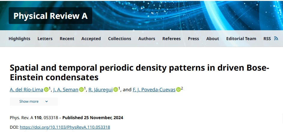 Our most recent contribution: spatial and temporal periodic density patterns in driven BEC. <a href="/APSphysics/">American Physical Society</a> <a href="/optoatomicgroup/">Opto-Atomic Group</a> 

Visit:
doi.org/10.1103/PhysRe…