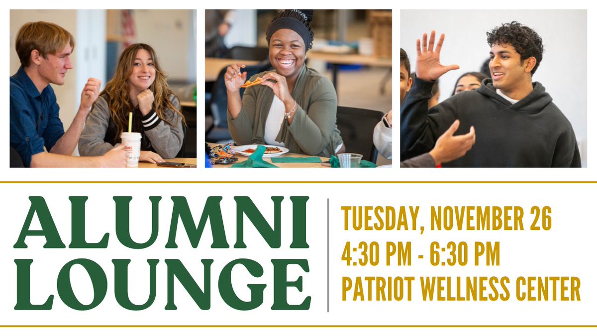 We're excited to welcome back graduates from the classes of 2020-2024  for Alumni Lounge  tomorrow, Tuesday, November 26! Stop by the PWC from 4:30 PM to 6:30 PM to reconnect. There will be pizza and chances to win alumni gear. Register here forms.gle/QvmouqMRAGXJZC…