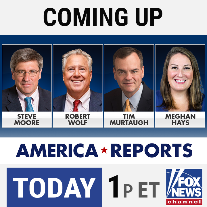 MONDAY:

Senior Economic Advisor to the Trump Campaign,
<a href="/StephenMoore/">Stephen Moore</a>

Founder and CEO of 32 Advisors
<a href="/robertwolf32/">Robert Wolf</a> 

Trump 2024 Senior Adviser <a href="/TimMurtaugh/">Tim Murtaugh</a> 

Former Director of Message Planning for President Joe Biden White House <a href="/meghan_hays9/">Meghan Hays</a>