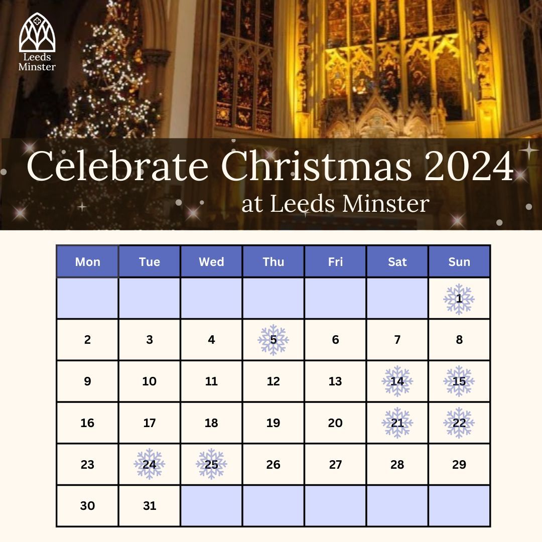 ❄️Christmas 2024 at Leeds Minster❄️

We warmly invite you to join in the celebrations throughout Advent and Christmas as we celebrate God with us in music, worship, prayer and family fun.

Find more details for all our Christmas events here buff.ly/4i254QG