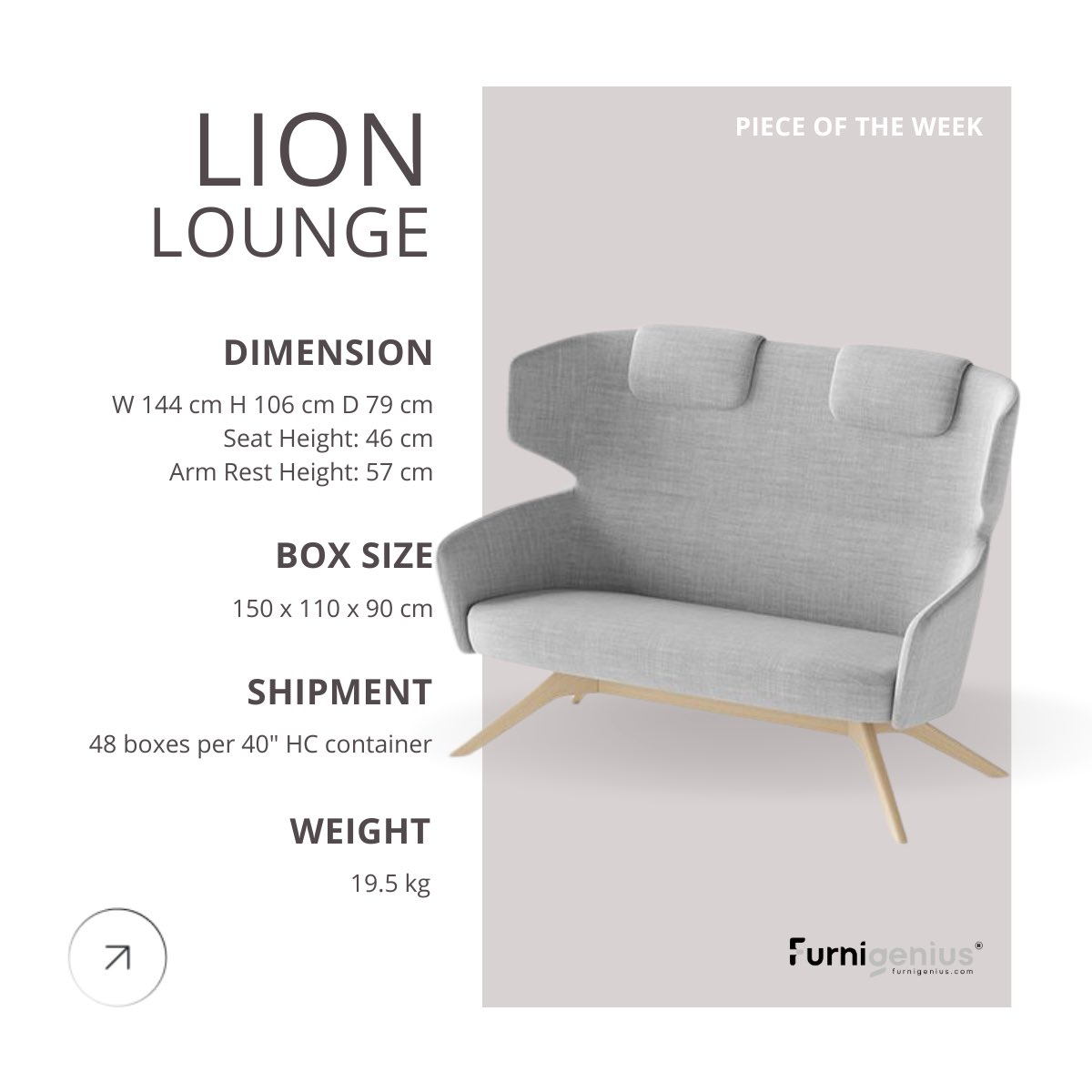 FurniGenius's tweet image. 🛋️ Piece of the Week: Lion Two High Sofa

✨ Why It Stands Out:
1. Bold, high-back design
2. Expertly crafted cushions
3. Customizable Base Options

Want the Lion Two High Sofa for your next project?
Email us at project@furnigenius.com

#FurnitureDesign #Furniture #FurniGenius