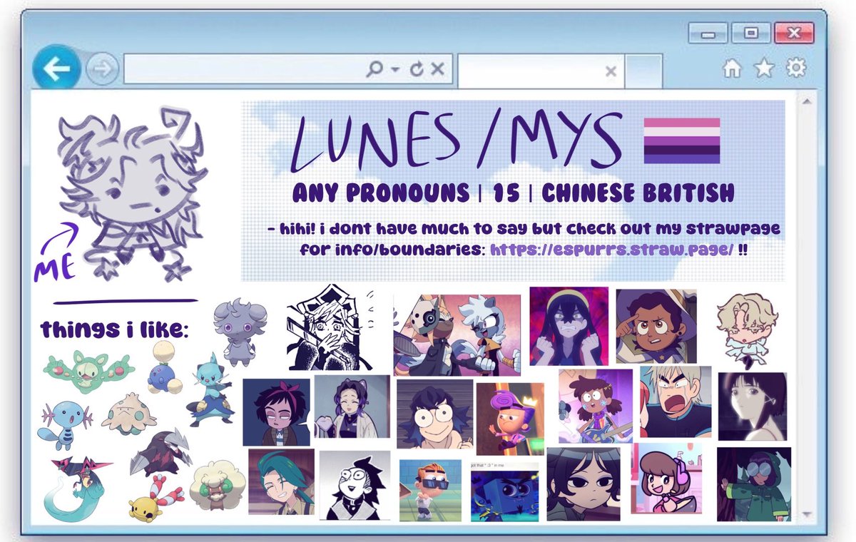 mysflows's tweet image. ⠀⠀ ⠀ ⠀✿⠀⠀mys/lunes⠀⠀!!
⠀⠀any prns⠀⠀’09⠀⠀basic dni
ill try my best to interact ^^
→oc / fan artist!
espurrs.straw.page
★ ˳⠀ #promotwt #knytwt #foptwt #alnsttwt #anitwt ⠀❜
♡ OR ↺ to be moots + appreciated