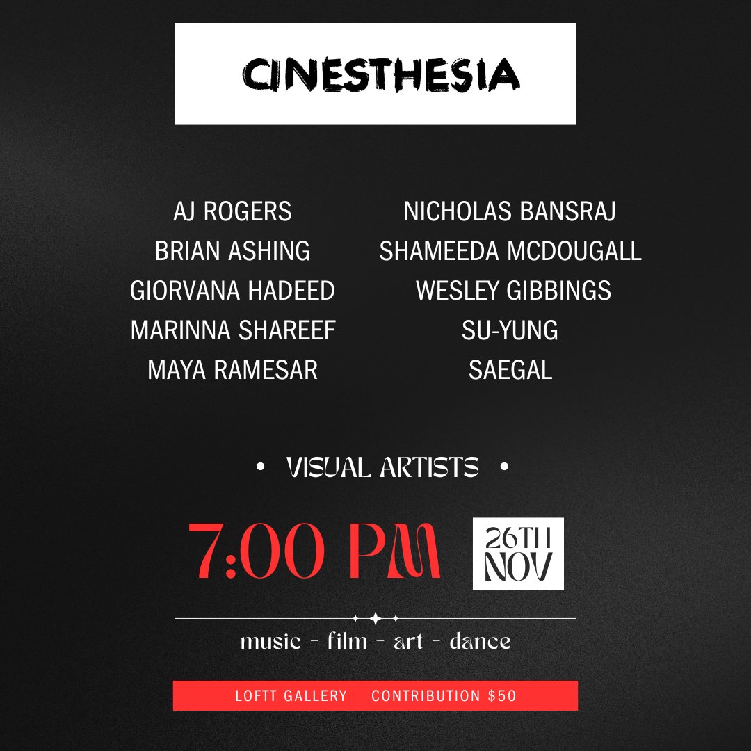 CINESTHESIA's Visual Artists.

Come see their incredible work tomorrow night!
Tuesday 26th, 7pm, LOFTT Gallery
Contribution $50