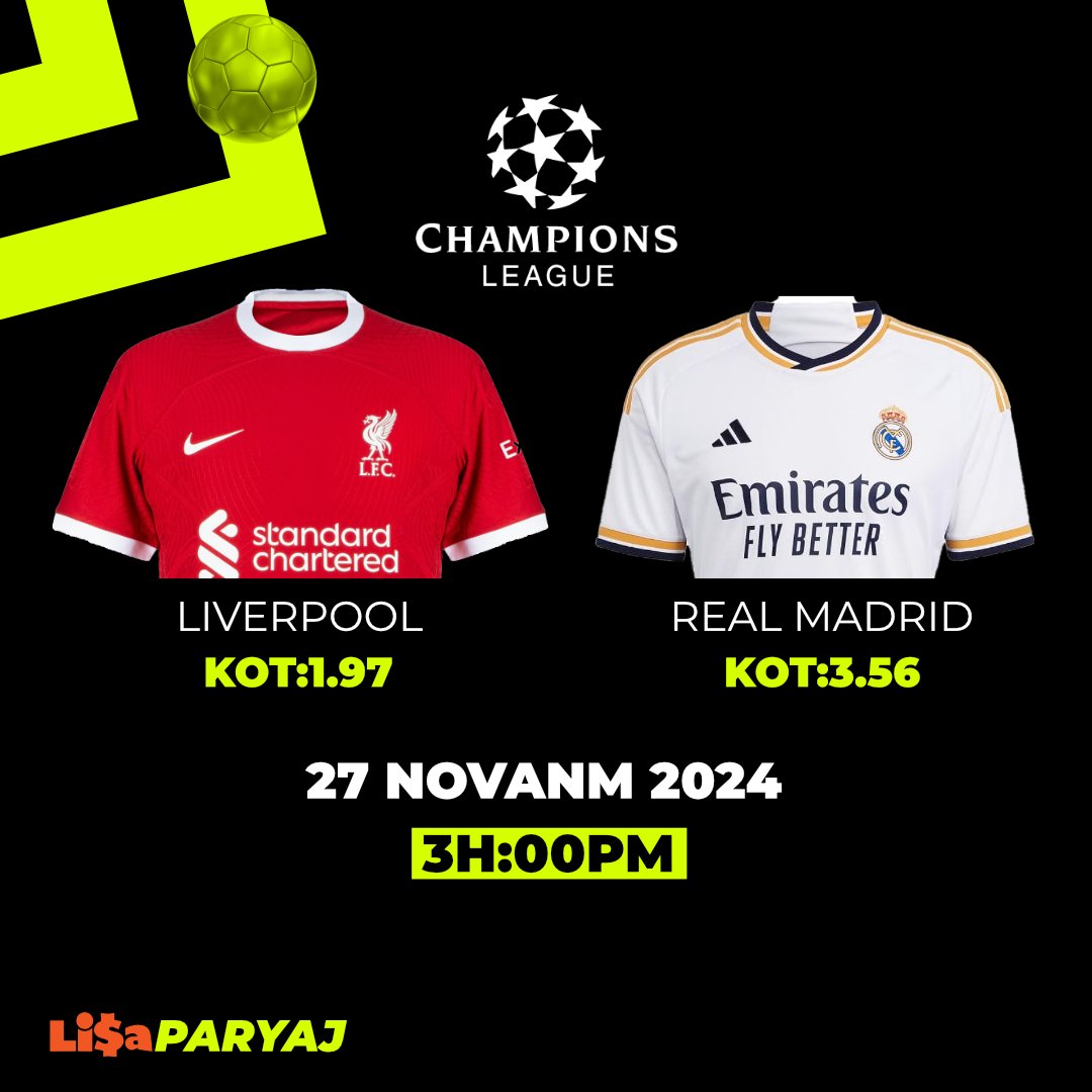 LisaParyaj's tweet photo. Men bèl afich k ap genyen semèn sa nan Lig dè chanpyon an ⚽️⚽️⚽️
Fè Paryaj ou tèt frèt sou https://t.co/rfv04VYiuu
Jwèt pou ou !!
.
.
#lajan #fich #parye #paryaj #parispòtif #pariespòtif #spò #espò #lisaparyaj #genyen #sport #football #lisalotto #championsleague #ucl https://t.co/x5JcQwYUYc