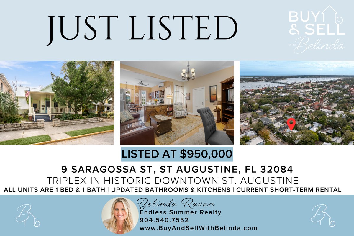 Belinda Ravan (@belindajravan) on Twitter photo โจJUST LISTEDโจ
Downtown St. Augustine Triplex! ๐ก A rare investment treasure in the heart of the nationโs oldest city. Live in one unit, rent the others, or lease all threeโthis property offers endless potential๐
Zillow Listing: zillow.com/homes/9-Saragoโฆ
๐ป๐ถ๐
๐
๐ ๐๐ถ๐๐โ๏ธ โจJUST LISTEDโจ
Downtown St. Augustine Triplex! ๐ก A rare investment treasure in the heart of the nationโs oldest city. Live in one unit, rent the others, or lease all threeโthis property offers endless potential๐
Zillow Listing: zillow.com/homes/9-Saragoโฆ
๐ป๐ถ๐
๐
๐ ๐๐ถ๐๐โ๏ธ