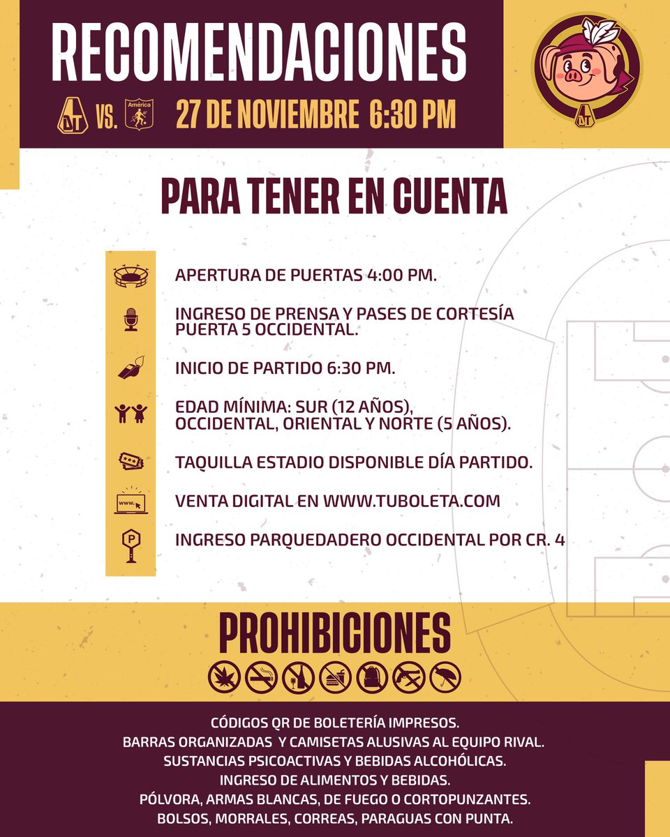 ¡Hincha PIJAO, qué la fiesta continúe! 🏟️🤎💛 Vamos a llenar el estadio este miércoles. Hagamos que nuestro equipo <a href="/cdtolima/">Club Deportes Tolima</a> sienta el apoyo de principio a fin. 

🎟️ Compra ahora mismo tus entradas aquí  tuboleta.com/es/eventos/tol…