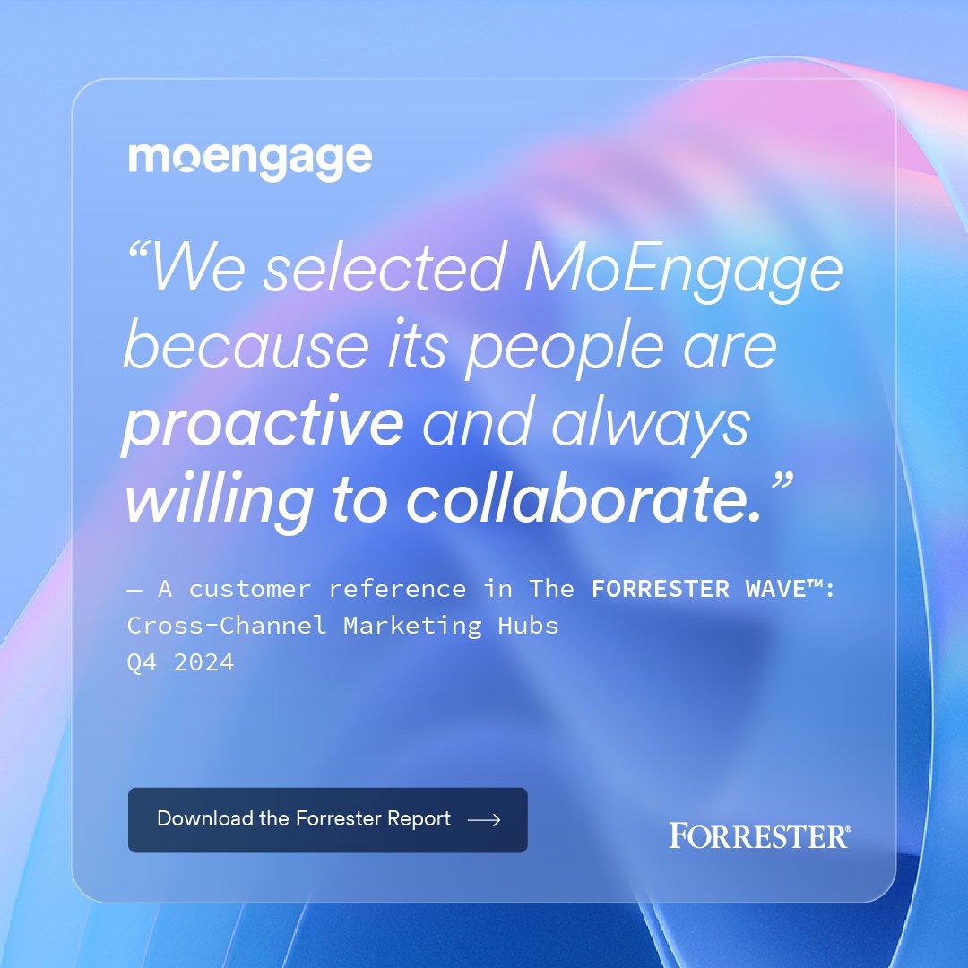 According to the latest <a href="/Forrester/">Forrester</a> report, '"MoEngage’s reference customers gave it the highest overall customer satisfaction rating in this study.” 

We’re empowering brands worldwide to create personalized, impactful customer journeys. Learn more: okt.to/80VqYw