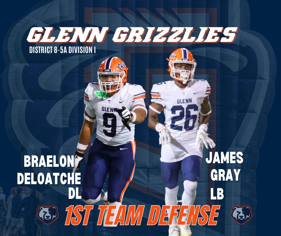 GlennGrizGridiron (@glenngrizfb) on Twitter photo Congrats to our District 8-5A D1 1st Team selections! <a href="/GrizzlyFBFamily/">GlennGrizzlyFootballBooster</a> <a href="/keaton4gordon/">Keaton Gordon</a> <a href="/BDeloatche/">Braelon “B9” Deloatche</a> <a href="/Jamesgrayg26/">james</a> <a href="/Dakota44091268/">Dakota</a> Congrats to our District 8-5A D1 1st Team selections! <a href="/GrizzlyFBFamily/">GlennGrizzlyFootballBooster</a> <a href="/keaton4gordon/">Keaton Gordon</a> <a href="/BDeloatche/">Braelon “B9” Deloatche</a> <a href="/Jamesgrayg26/">james</a> <a href="/Dakota44091268/">Dakota</a>