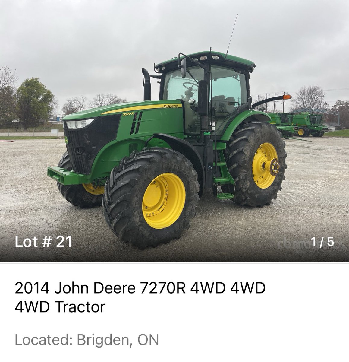 For the green guys… 7270R clean tractor with duals to go with it. Ready to ship to its new home. #RBAg #Ontag <a href="/RitchieBros/">Ritchie Bros.</a> 

Closes THIS Wednesday November 27th