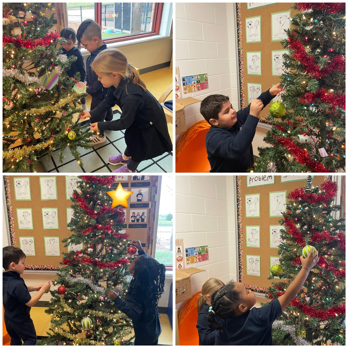Pavao_Cecco's tweet photo. Decorating our Christmas tree provided students with some fine motor practice as they hung up each ornament. We also practiced our spatial reasoning skills to ensure that our ornaments are evenly spaced around our tree! #hcdsbk @saopmilton1 @HCDSB_k https://t.co/dKlrnjz1bT