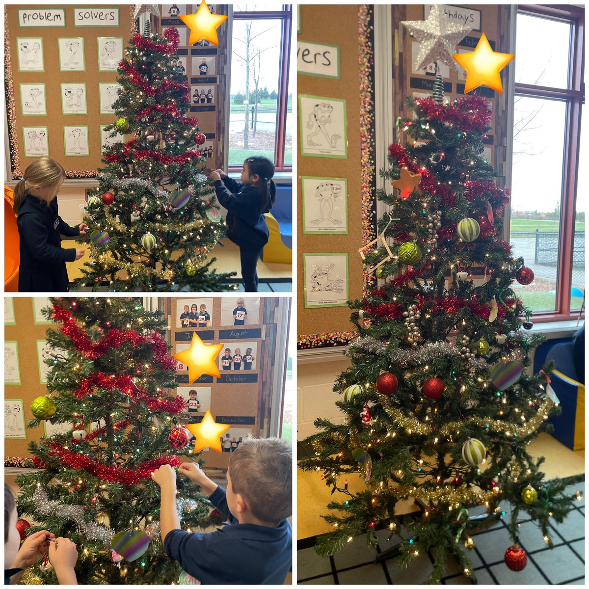 Pavao_Cecco's tweet photo. Decorating our Christmas tree provided students with some fine motor practice as they hung up each ornament. We also practiced our spatial reasoning skills to ensure that our ornaments are evenly spaced around our tree! #hcdsbk @saopmilton1 @HCDSB_k https://t.co/dKlrnjz1bT