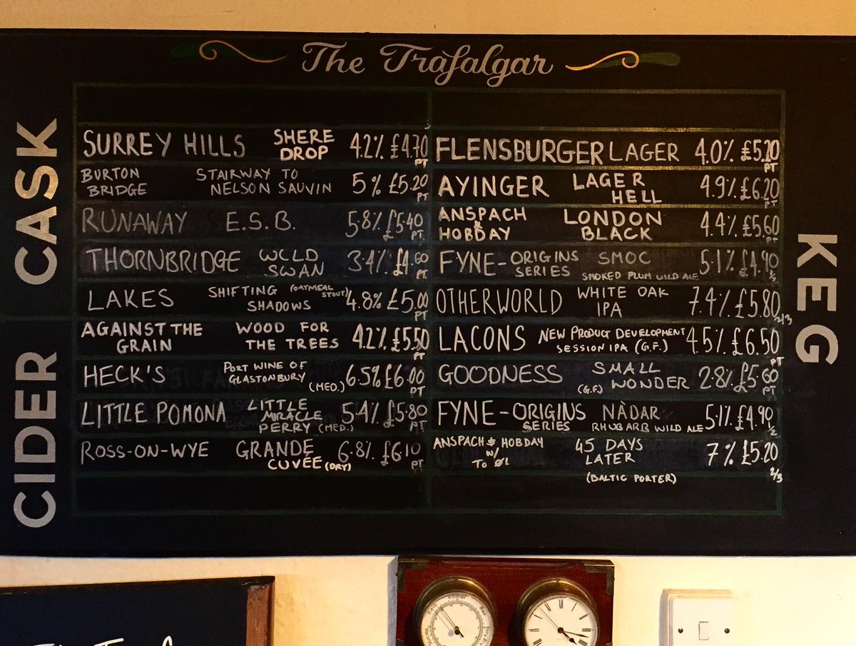 The Trafalgar (@trafalgarsw19) on Twitter photo ๐ปLineup๐ป
How better to start the week than down the local with a pint of the good stuff?
casks
<a href="/thornbridge/">Thornbridge Brewery</a> Wild Swan
<a href="/RunawayBrewery/">The Runaway Brewery</a> ESB
<a href="/Bridge_Brewer/">Burton Bridge Brewery</a> Stairway to Nelson Sauvin
<a href="/SurreyHillsBrew/">Surrey Hills Brewery</a> Shere Drop
<a href="/lakesbrewco/">Lakes Brew Co</a> Shifting Shadows
& plenty more in South London's finest ๐ปLineup๐ป
How better to start the week than down the local with a pint of the good stuff?
casks
<a href="/thornbridge/">Thornbridge Brewery</a> Wild Swan
<a href="/RunawayBrewery/">The Runaway Brewery</a> ESB
<a href="/Bridge_Brewer/">Burton Bridge Brewery</a> Stairway to Nelson Sauvin
<a href="/SurreyHillsBrew/">Surrey Hills Brewery</a> Shere Drop
<a href="/lakesbrewco/">Lakes Brew Co</a> Shifting Shadows
& plenty more in South London's finest