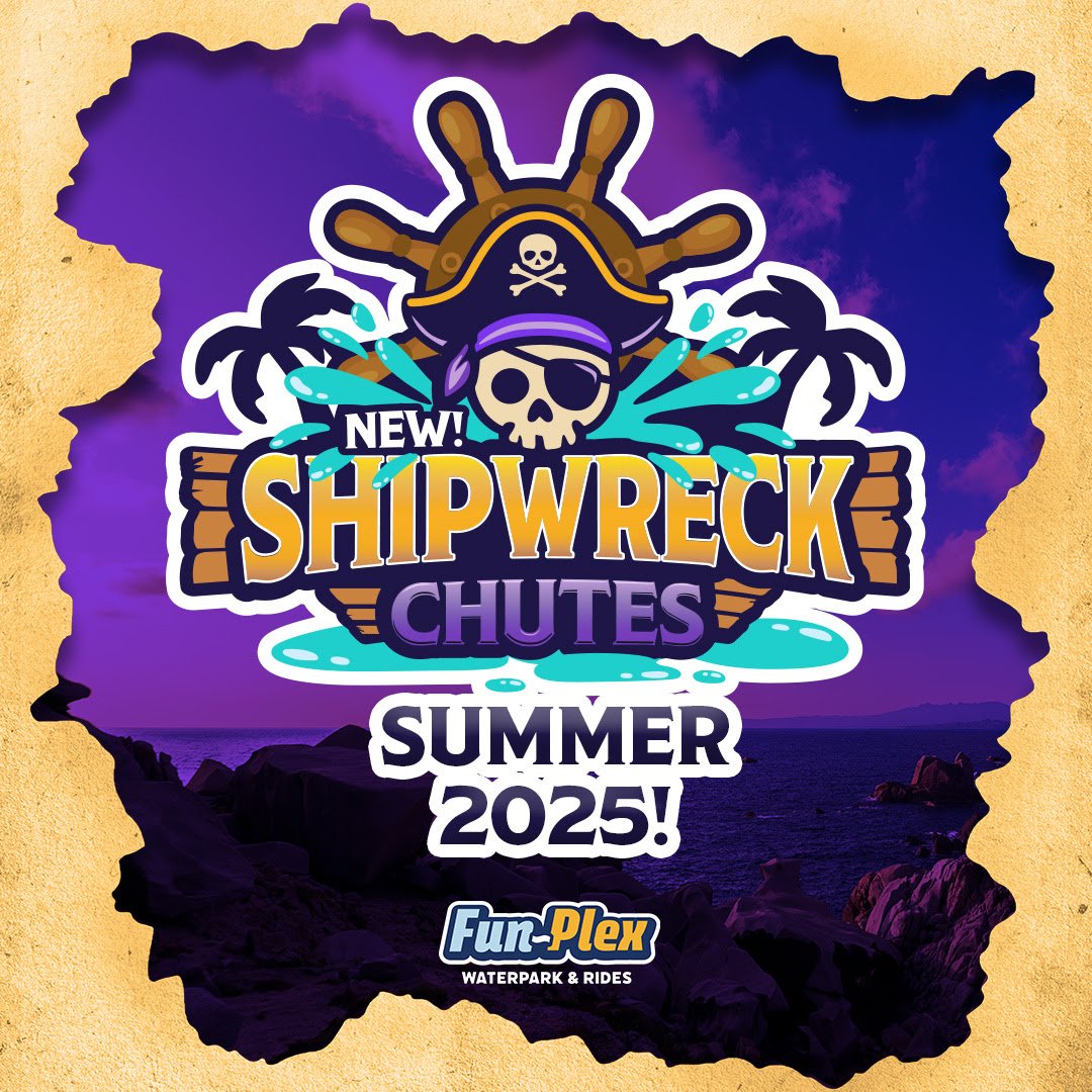 coasterchitchat's tweet photo. Prepare to plunge into a new pirate-themed adventure: Shipwreck Chutes, arriving at @FunPlexOmaha in 2025! This pair of twisted body slides ends with a thrilling plunge that’s sure to make a splash.
📸 Fun-Plex
🔗https://t.co/cMexlkU7Gw
#funplexomaha #coasterchitchat #omaha https://t.co/zoroChTOe2