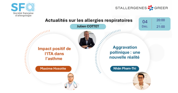 SocieteSfa's tweet photo. 📣 A VOS AGENDAS | Webinaire : Actualités sur les allergies respiratoires

La SFA avec le soutien de @StallergenesCom organise un webinaire le 04/12 de 20h00 à 21h00 L’inscription est gratuite, obligatoire et réservée aux professionnels de santé !
➡️ https://t.co/bsKWma4pd8 https://t.co/v4wCj9S20d