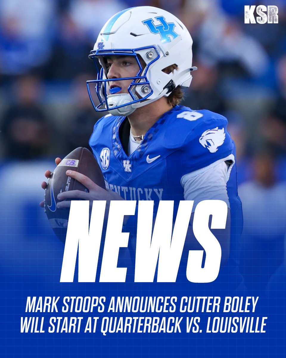Freshman Cutter Boley will be Kentucky's starting quarterback vs. Louisville.

Mark Stoops made the announcement at today's press conference. 

MORE: on3.com/teams/kentucky…