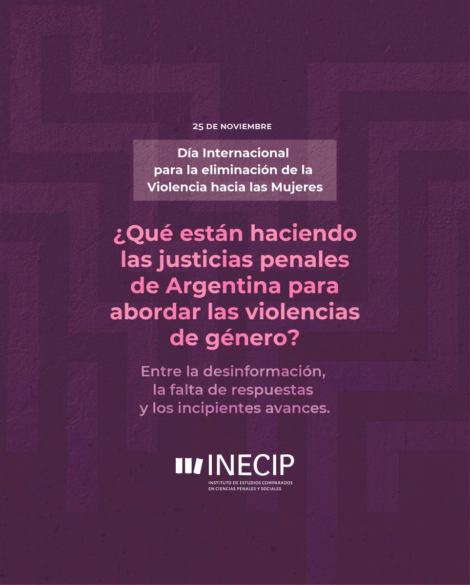 INECIP's tweet photo. 📢Día Internacional de la Eliminación de la Violencia contra las Mujeres.

❔ ¿Qué está haciendo la justicia penal para gestionar las violencias de género? https://t.co/3VEOgEDNjK
