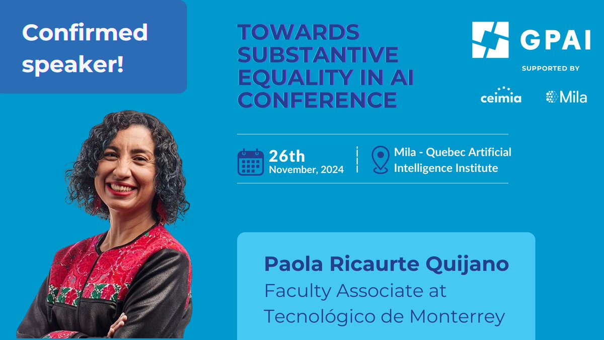 🎉📢 Este 26 de noviembre te esperamos en el lanzamiento oficial del informe y guía del <a href="/GPAI_PMIA/">GPAI</a>. La keynote estará a cargo de Paola Ricaurte. 🌟
👉 Regístrate aquí: bit.ly/3YMBLZo ¡No te lo pierdas! 🚀