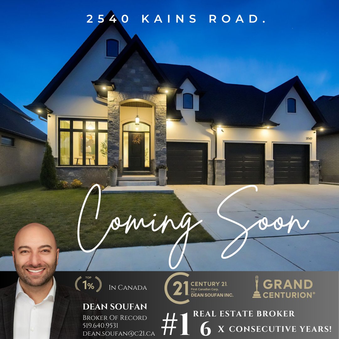 DeanSoufan's tweet photo. 📣Coming soon!
🏡 2540 Kains Road
💰 List Price $1,449,900
✅3+1 Bedrooms
✅3.5 Bathrooms
✅Finished Basement 
✅Inground Salt Water Pool 16’ x 30’ w/motorized cover
✅Cabana 12’ x 20’- heated for winter use 
✅Hot Tub ready w/concrete pad &amp; electrical connection
✅Triple Garage https://t.co/jkRX3tcS0j