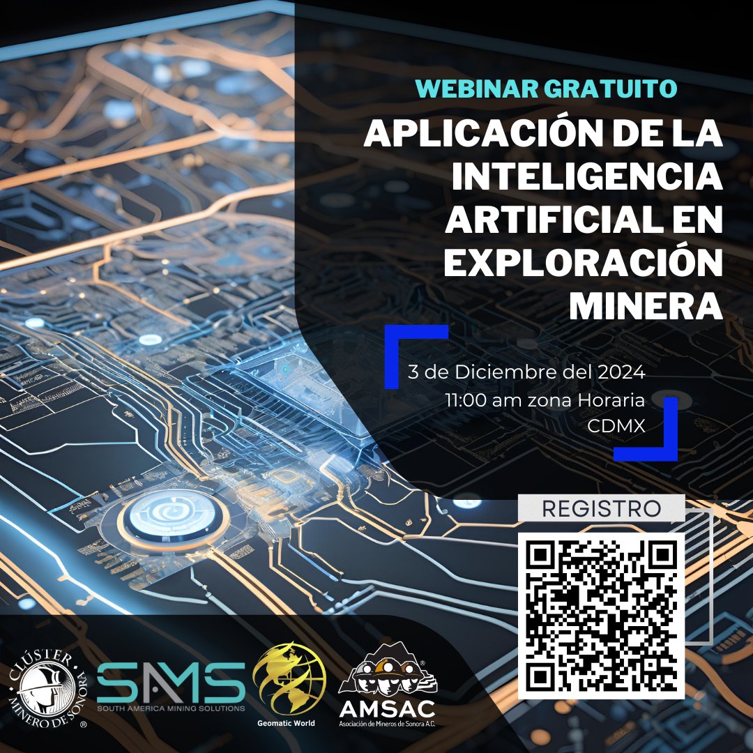 🛠 ¡Únete a nuestro próximo Webinar: Aplicación De La Inteligencia Artificial En Exploración Minera!

🗓 Fecha: Martes 3 de diciembre
🕚 Hora: 11:00 AM (CDMX GMT-5)
🎤 Impartido por: Santiago Mayor
📚Aprende del uso aplicación de la IA en el sector minero.
🔗 Modalidad virtual