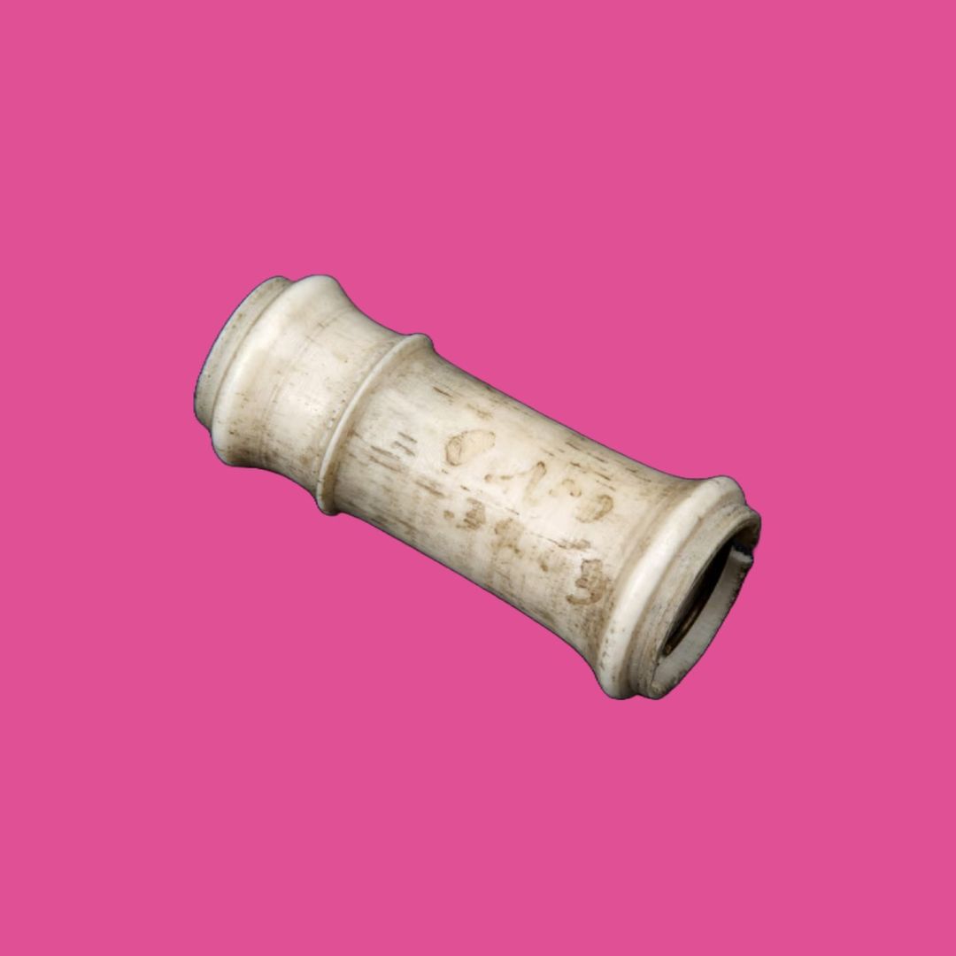 This is a miniature telescope known as a 'spyglass'. It was left with a boy named Thomas Lupton, admitted to the Foundling Hospital in 1757.