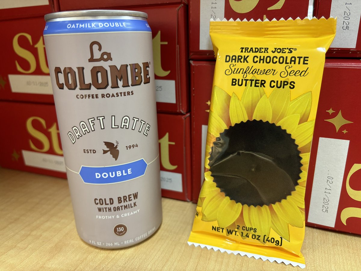 Weekly <a href="/TraderJoesX/">Trader Joe’s</a> shopping run. Today’s super secret shopping snack courtesy of <a href="/LaColombeCoffee/">La Colombe Coffee</a> and #TraderJoes dark chocolate sunflower seed butter cups.