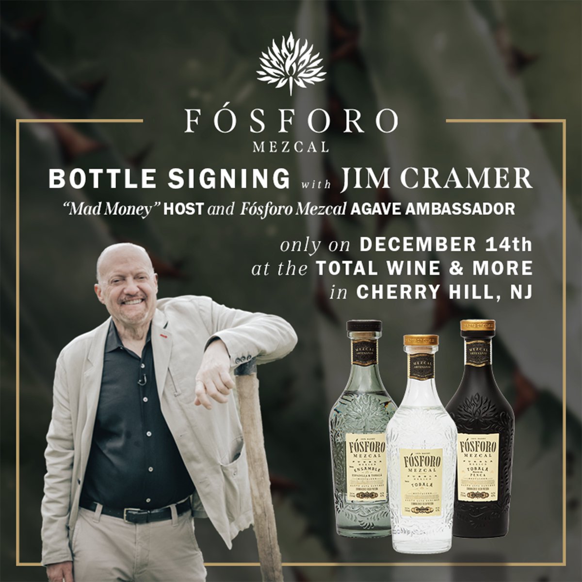 Countdown’s on, Cherry Hill! 🥃🔥

I’m coming to <a href="/TotalWine/">Total Wine & More</a> this Saturday to sign bottles of Fósforo Mezcal. Don’t miss your chance to grab one and taste what we've been working on.

📍 Total Wine &amp; More, Cherry Hill NJ
⏲️ December 14th, from 12PM-3PM