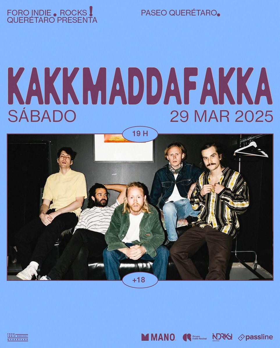 Setlist_me's tweet photo. #NuevoShow

La banda indie de Noruega Kakkmaddafakka @kakkmaddafakka dará 3 shows en México el próximo año.

🗓 29/MARZO -- QRO -- Foro Indie Rocks Querétaro 
🗓 30/MARZO -- GDL -- @C3Mexico
🗓 03/ABRIL -- CDMX -- @ForoIndierocks

Presentado por: Grupo Indie Rocks 
@ack_promote
MANO Mx