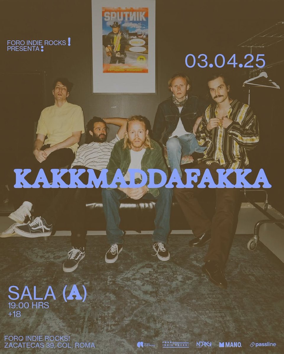 Setlist_me's tweet photo. #NuevoShow

La banda indie de Noruega Kakkmaddafakka @kakkmaddafakka dará 3 shows en México el próximo año.

🗓 29/MARZO -- QRO -- Foro Indie Rocks Querétaro 
🗓 30/MARZO -- GDL -- @C3Mexico
🗓 03/ABRIL -- CDMX -- @ForoIndierocks

Presentado por: Grupo Indie Rocks 
@ack_promote
MANO Mx
