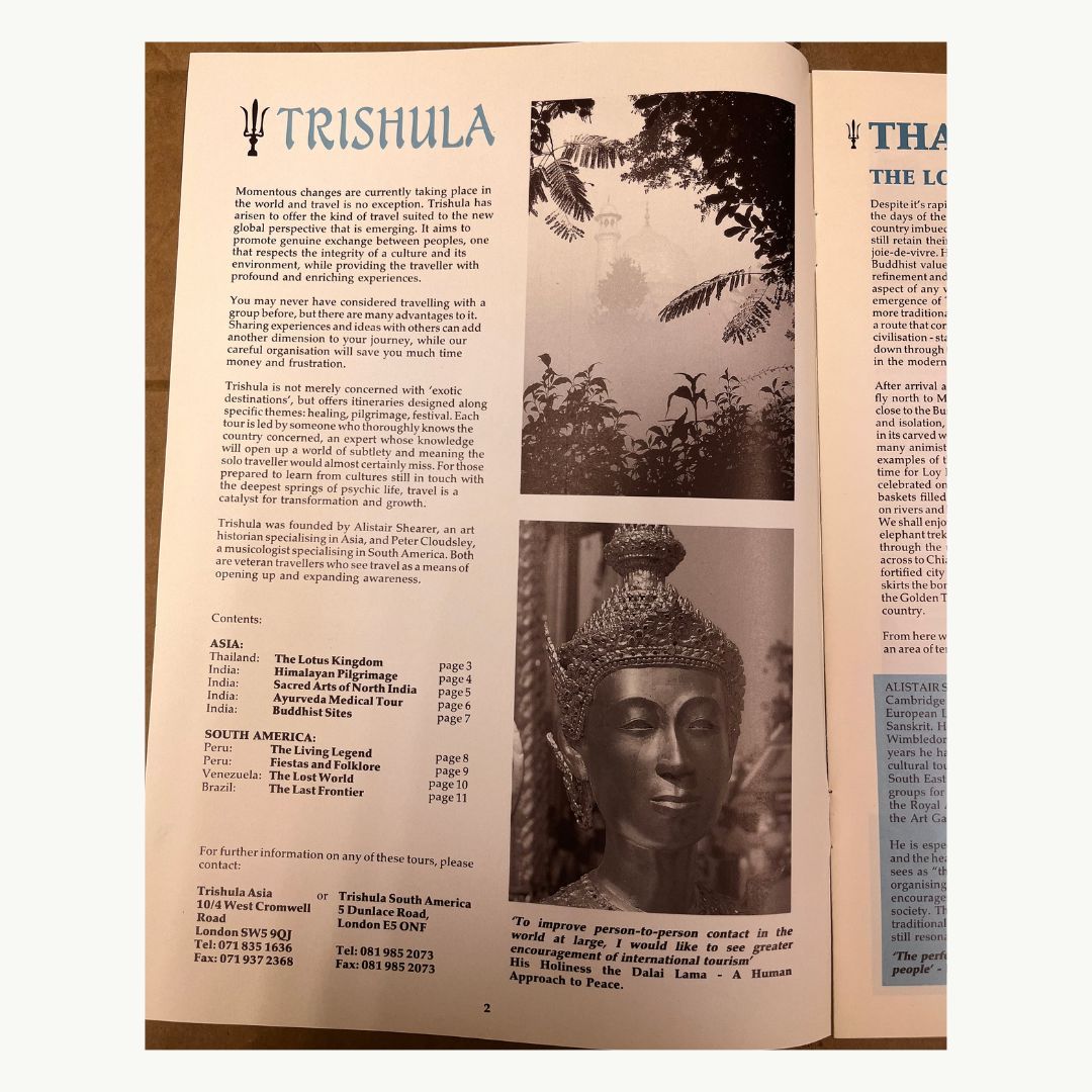 INFORM (@informreligion) on Twitter photo From the Archive: Trishula 'Travel for a New Era' magazine 1990-91.
This issue included 'itineraries designed along specific themes: healing, pilgrimage, festival'. All copyrights belong to Trishula.
Please get in touch via our email inform@kcl.ac.uk if you have any questions From the Archive: Trishula 'Travel for a New Era' magazine 1990-91.
This issue included 'itineraries designed along specific themes: healing, pilgrimage, festival'. All copyrights belong to Trishula.
Please get in touch via our email inform@kcl.ac.uk if you have any questions