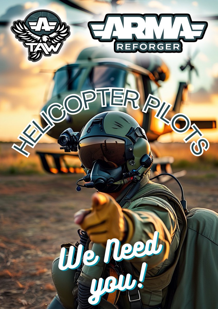 ARGAR (@argar) on Twitter photo We need heli pilots!
Have you got the skills?
Discord link⬇️⬇️
discord.com/invite/NSttadv…
#Arma
#ArmaReforger
<a href="/TAWGaming/">The Art of Warfare</a> <a href="/TheArmaUnit/">TAW | Arma Division</a>
@armaplatform We need heli pilots!
Have you got the skills?
Discord link⬇️⬇️
discord.com/invite/NSttadv…
#Arma
#ArmaReforger
<a href="/TAWGaming/">The Art of Warfare</a> <a href="/TheArmaUnit/">TAW | Arma Division</a>
@armaplatform