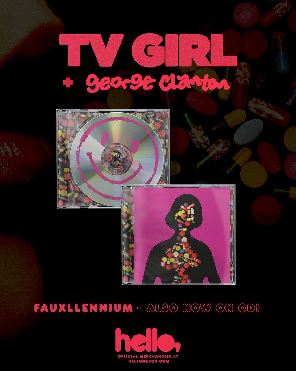 UPDATE: The George Clanton x TV Girl collab now comes in CD form. Just like the vinyl, but cuter and smaller. Pre-order now! 💿  

hellomerch.com/collections/tv…