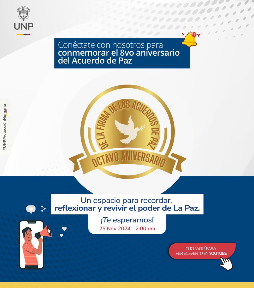 UNPColombia's tweet image. Este lunes la SESP de la @UNPColombia conmemora el octavo aniversario del Acuerdo de Paz 2016

#FirmesConElAcuerdo
@petrogustavo

Sigue el evento en:
youtube.com/live/4g2pbwDzX…