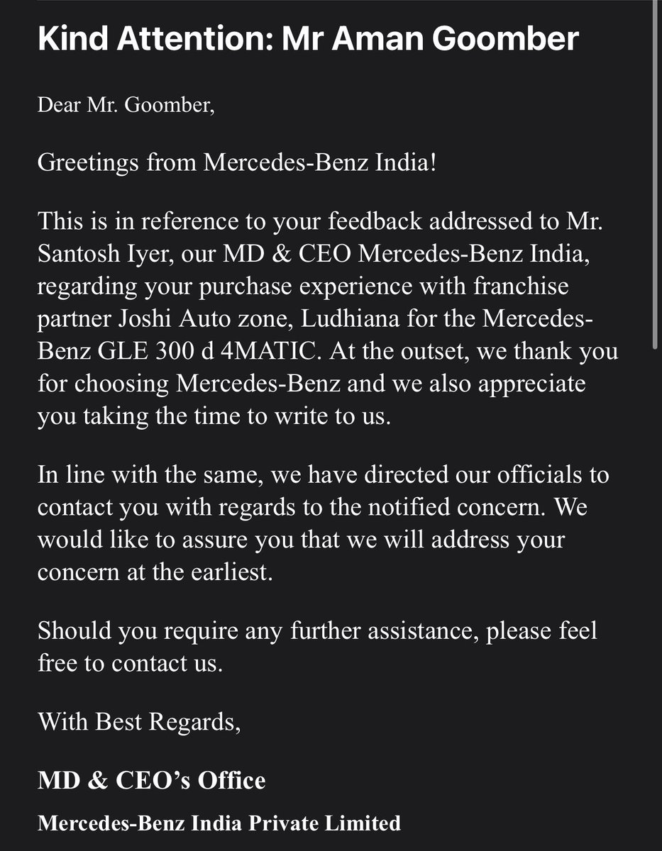 AmanGoomber's tweet photo. @MercedesBenzInd @autocar Only time when @MercedesBenz made good cars

Nowadays, you face problems in brand new cars from the get go. My #MercedesGLE has been at the @joshiautozone for over 4 months and even after reaching out to @santiyer, @MercedesBenzInd hasn't resolved my situation
#NeverTrustTheStar https://t.co/q57VhVFiMR