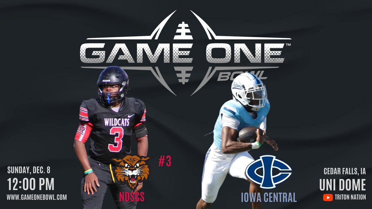 FB 🏈
GAME ONE BOWL 🏆

The 2⃣0⃣2⃣4⃣ matchup will feature #3 North Dakota State College of Science against Iowa Central in the <a href="/GameOne_USA/">Game One</a> Bowl!

The two teams will meet in Cedar Falls at the UNI Dome on Sun. 12/8 @ 12 PM. 

🗒️ bit.ly/3Zrjdyz
🔗gameonebowl.com