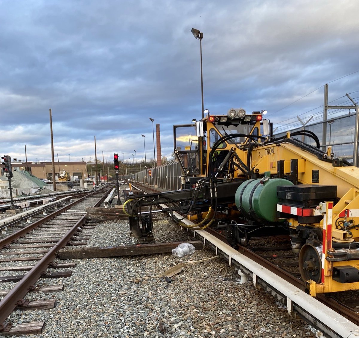 wmata's tweet photo. #YourMetro team got a lot done over the weekend!💪
 
🚇 Red Line:
✅ Replaced ties &amp; used a crane to remove old ones 
✅ Repaired boundary fence to prevent trespassing 
 
🚇 Blue/Yellow Lines:
✅ Prepped grout pads
✅ Installed track clips
 
Keeping Metro moving! #wmata https://t.co/yGwKDfAuwn