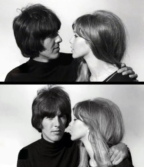 “My favourite picture ever. There’s a real innocence in it. It’s so lovely. George and I were so deeply in love. It was taken in our garden in 1965…" - Pattie Boyd and George Harrison photographed by Henry Grossman