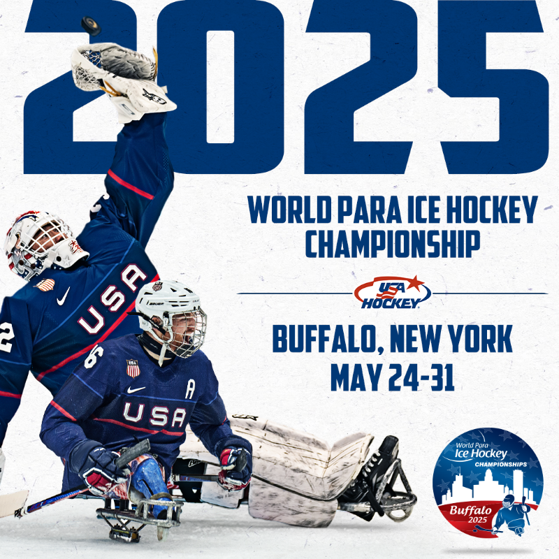 usahockey's tweet photo. The 2025 World Para Ice Hockey Championship is coming to Buffalo!

This eight-nation tournament, showcasing the world's top sled hockey players, will be held from May 24–31 at the LECOM Harborcenter in Buffalo, N.Y.
