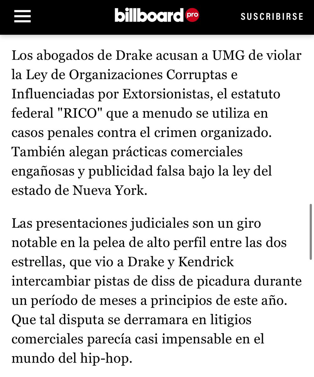wilkinmeta's tweet photo. Drake ha iniciado acciones legales contra Universal Music Group y Spotify, alegando que ambas compañías conspiraron para inflar artificialmente la popularidad de “Not Like Us” de Kendrick Lamar.

(Via @billboard ) https://t.co/wEqidFio9N