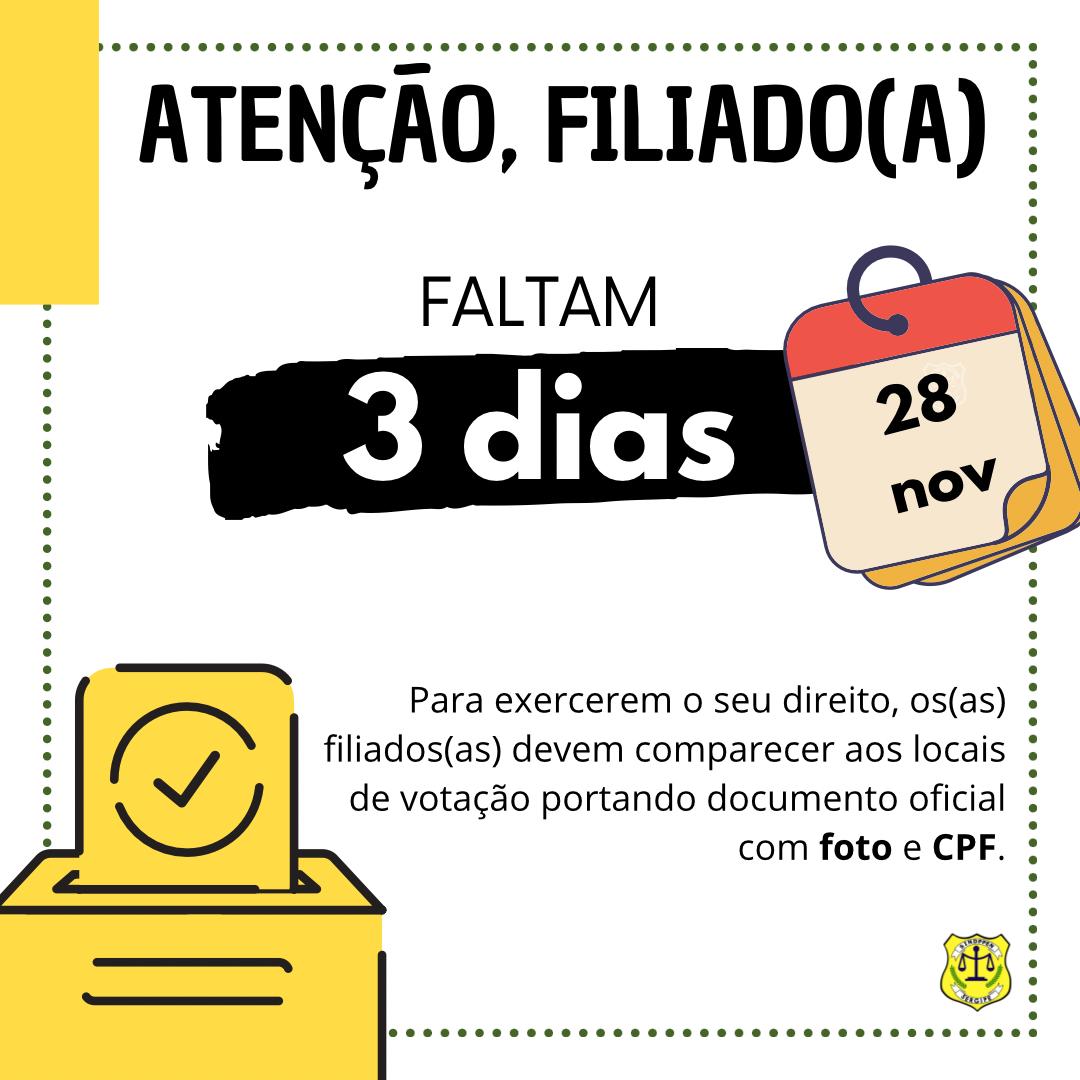 sindppense's tweet photo. ELEIÇÃO SERÁ PRÓXIMA QUINTA (28/11)

Atenção, filiados!

Na próxima quinta-feira (28), exerça seu direito ao voto.

Para votar, leve documento oficial com FOTO e CPF.

Confira se você está apto a votar clicando no seguinte link: https://t.co/FE3P15ITTL https://t.co/so87n0NjtR