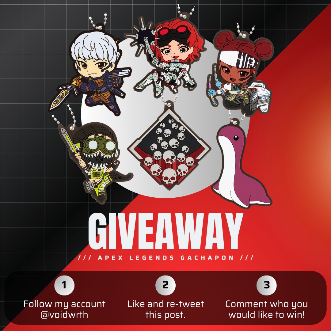 voidwrth's tweet photo. ✨GIVEAWAY✨

Win an Apex Legends gachapon of your choice ❤

To enter:

✨Follow my account
✨Like and re-tweet this post
✨Comment which you would like to win!

OPEN WORLDWIDE! 🌎I'll draw a winner on 9th Dec! https://t.co/SOOvZSUw7b