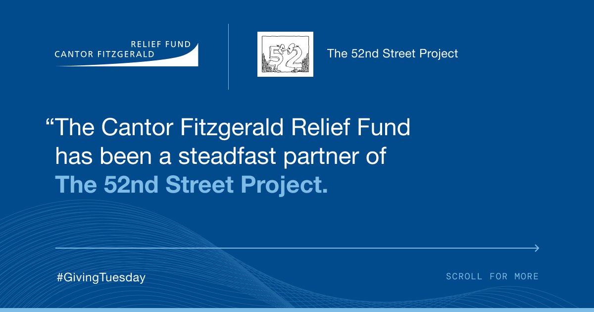 CantorRelief's tweet image. As #GivingTuesday approaches, we are highlighting some of the amazing organizations we supported in 2024 and the work they’re doing with donations from the Cantor Fitzgerald Relief Fund.
Today, we’re spotlighting the @52ndStProject. This incredible organization provides arts and…