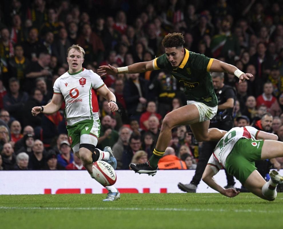 RugbyInformer's tweet photo. BOOT WATCH 👀🏉: @Springboks flyhalf @JordanHendrikse rocking a pair of @puma King Ultimates against Wales. An interesting and classic yet modernised pair of boots that you don't see too often being worn by pros. 

#rugbyboots #boots #rugbycleats #bootspotting @PUMASouthAfrica https://t.co/qaUYcDMJaK