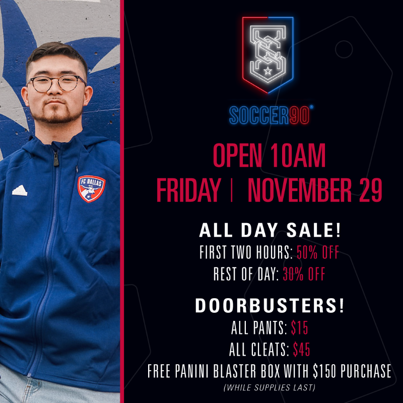 Soccer90Store's tweet photo. Kick Off Black Friday at Soccer90!

You're going to want to get here early! Doorbusters good while supplies last.