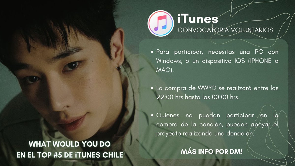 iTunes | 24.11.24

¡SE NECESITAN VOLUNTARIOS!

WENEE! Junto a las fanbases do Wonho de LATAM estamos planeado llevar #WWYD al puesto #1 en toda LATAM!

¿Quieres participar? ¡Manda un DM!

Si tienes cuenta y necesitas dinero nosotrxs te entregamos fondos.
#WhatWouldYouDo 
#WONHO
