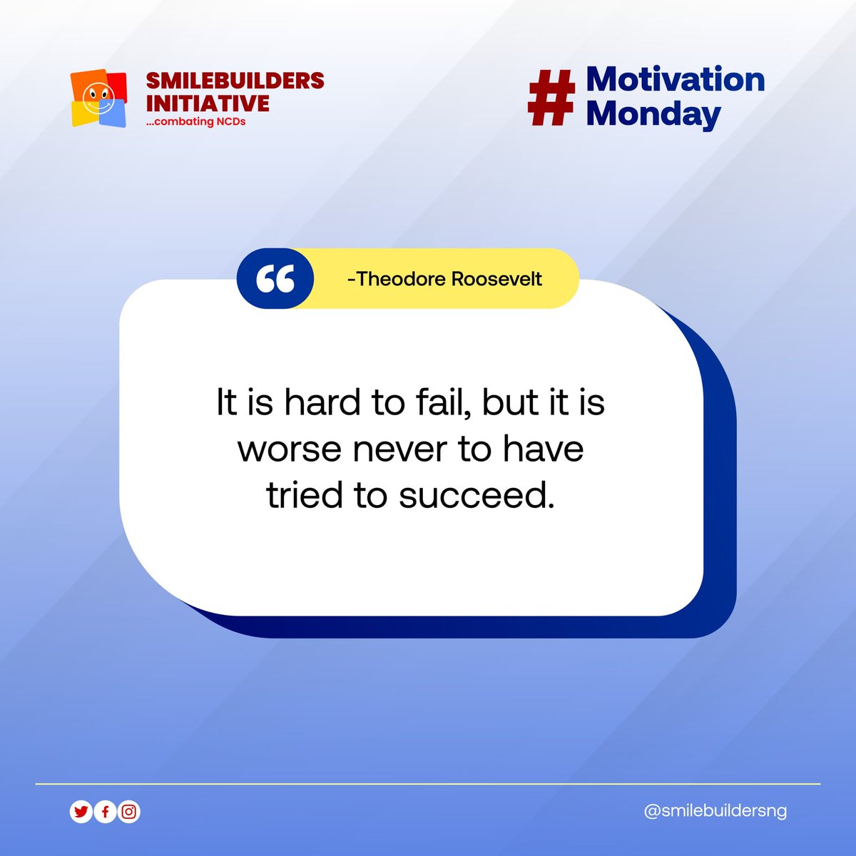 smilebuildersng's tweet photo. Failure is tough, but what’s worse is missing the chance to grow. True success is about having the courage to take that first step, even when the outcome is uncertain.
#TryAndSucceed #NoRegrets #MondayMotivation #SBI https://t.co/XaqQkM2gJv