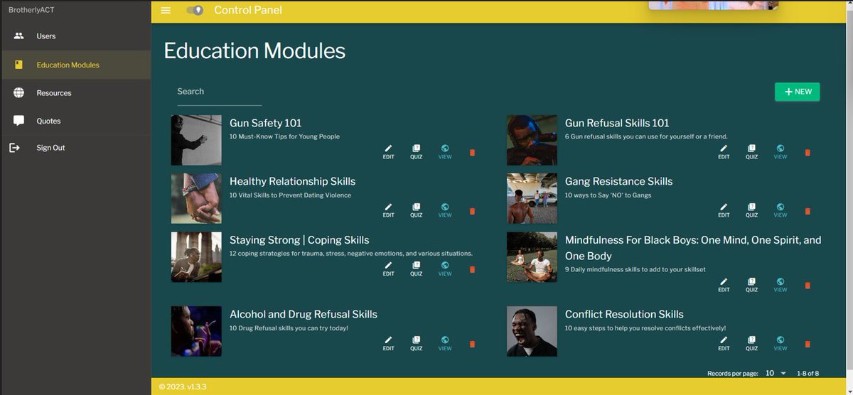 Excited to share a sneak peek! The BrotherlyACT app modules are shaping up beautifully!  From Gun Safety to Coping Skills and Mindfulness, we're equipping young men with tools to thrive. 🚀 #Empowerment #MentalHealth #YouthDevelopment