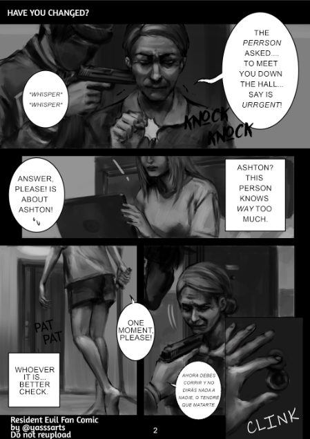 yasssarts's tweet photo. "Have you changed?" 🔫🔪🌿💎
Resident Evil Fan comic - gender bent AU
[posting the pages on this thread as I update]
pages 1-4 🧶
#REBHFUN #residentevilfanart #fancomic #AEON #Aeongenderbent #re4r https://t.co/IPSHaOIZ5j