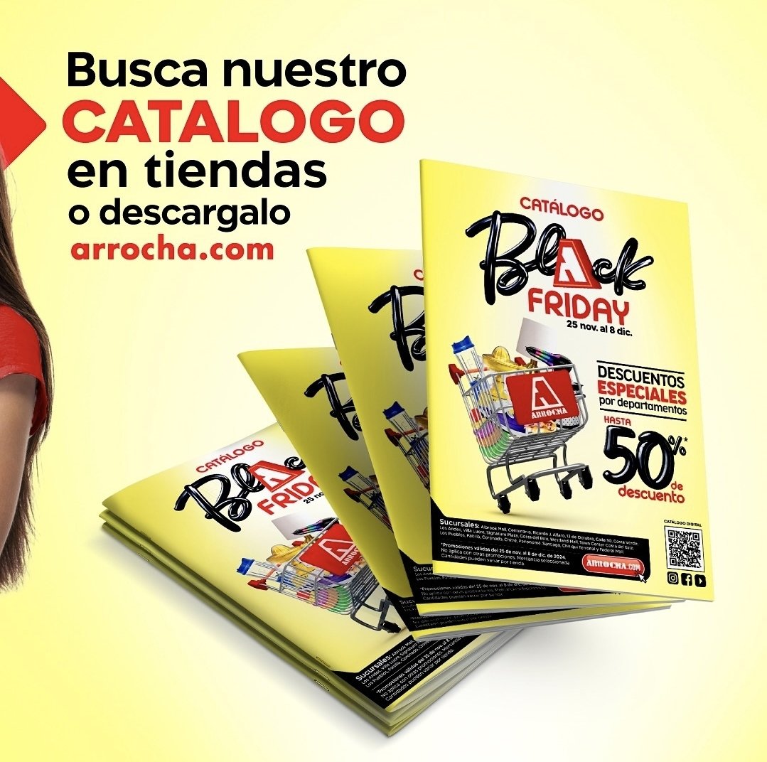 El Black Friday de Farmacias Arrocha ya comenzó! 🖤
Desde el 25 de noviembre hasta el 8 de diciembre, disfruta de hasta 50% OFF en todas nuestras categorías:
🏡 Hogar, 🛋️ Decoración, 💄 Belleza, 🧴 Cuidado Personal, 📚 Escolar, 🎮 Play Zone… ¡y mucho más!