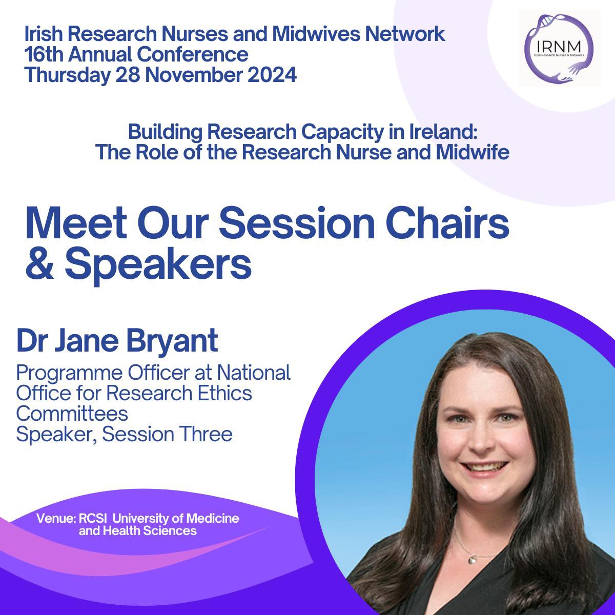 Irish_RNM's tweet photo. We are excited to announce Dr. Jane Bryant, Project Officer @NREC_Office, who will be discussing Clinical Trials in Ireland: Application, Review, and the EU Landscape.
#BuildingResearchCapacity #IRNM24 https://t.co/gWoVz2bg9K